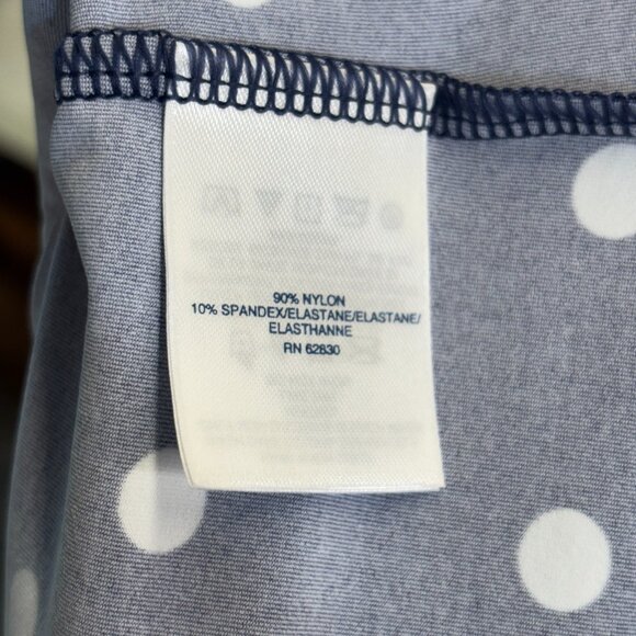 Lands' End Top XL Navy Blue Polka Dot Stretch Nylon Long Sleeve Shirt Women's - Picture 8 of 8